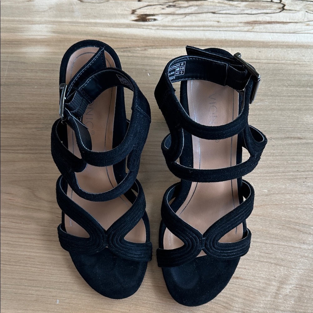 Leana Black Suede Strappy Sandals